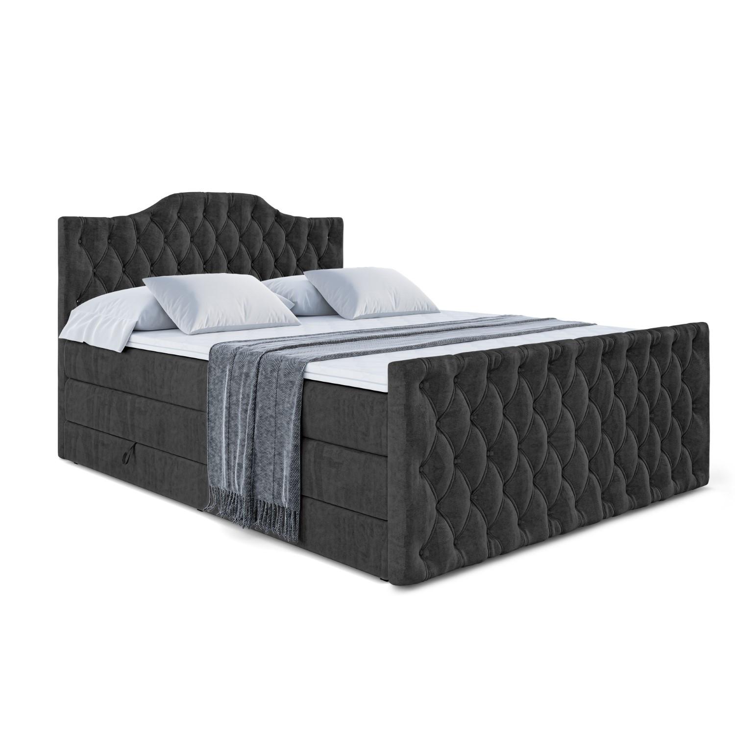BOXSPRINGBETT VILA-1-Z KING - 140x200 - H3/H4 - Schwarz - Schwarz, Holzwerkstoff (140/200cm) - ALTDECOR
