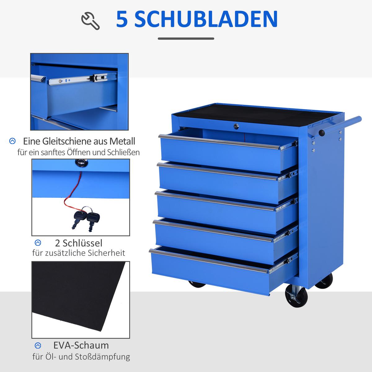 WERKZEUGWAGEN Stahl Blau - Blau, Metall (33/77/675cm) - HOMCOM