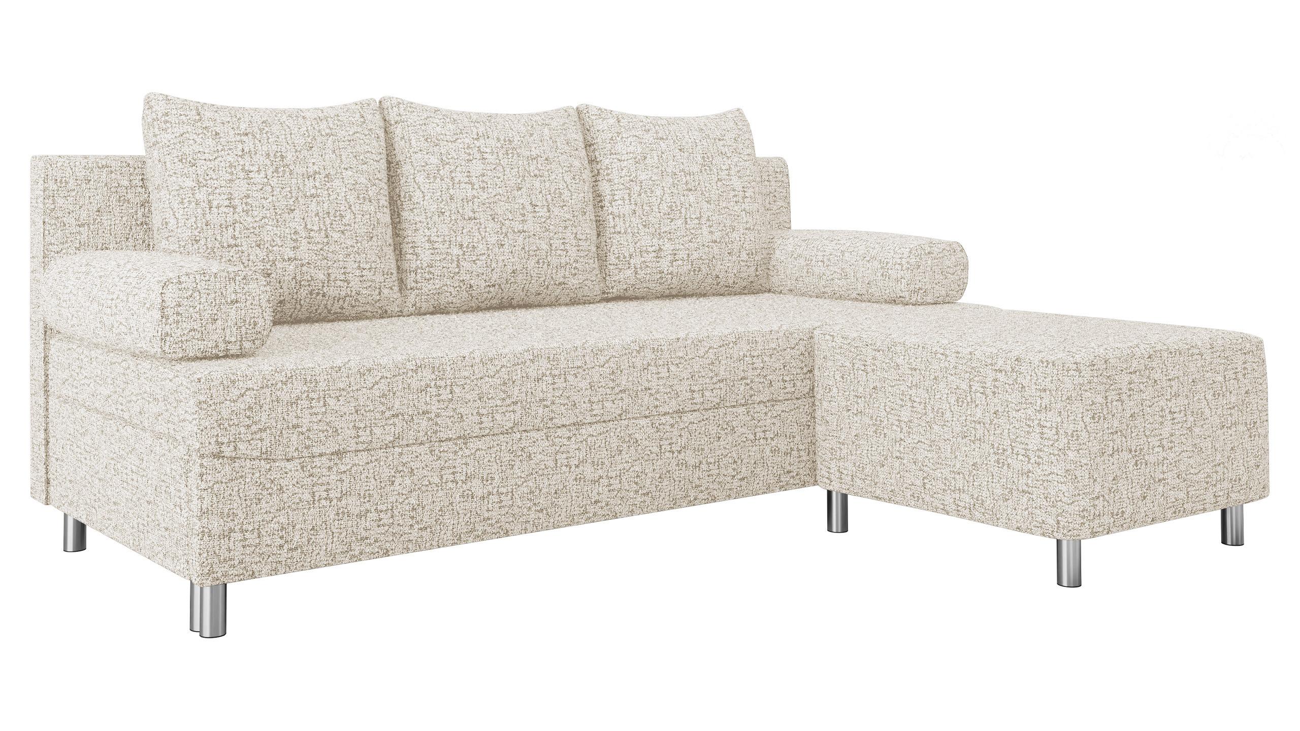 SCHLAFSOFA Dover mit Polsterhocker - Chromfarben/Beige, Holz/Kunststoff (192/86/80cm) - MIRJAN24