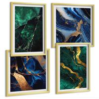 BILDER SET 4er Set - 50x50 cm & 40x60 cm Goldrahmen - Elegante Muster auf Steinen - Goldfarben, Kunststoff (50/50cm) - TULUP