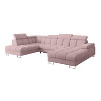 WOHNLANDSCHAFT mit Schlaffunktion und Bettkasten Ottomane Links COMA U 345x203x79 Rosa Cord - Rosa, Holzwerkstoff/Textil (345/79/203cm) - ALTDECOR