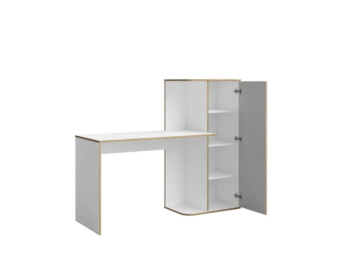 SCHREIBTISCH AMARIS 160,2x53,3x128,7 cm Bürotisch Computertisch, Weiß - Weiß, Holzwerkstoff (53.3/160.2/128.7cm) - MASSENO