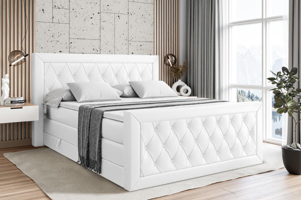 BOXSPRINGBETT NOEL-Z KING - 120 x 200 - H3/H4 - Weiß Hochglanz - Weiß Hochglanz, Holzwerkstoff (120/200cm) - ALTDECOR