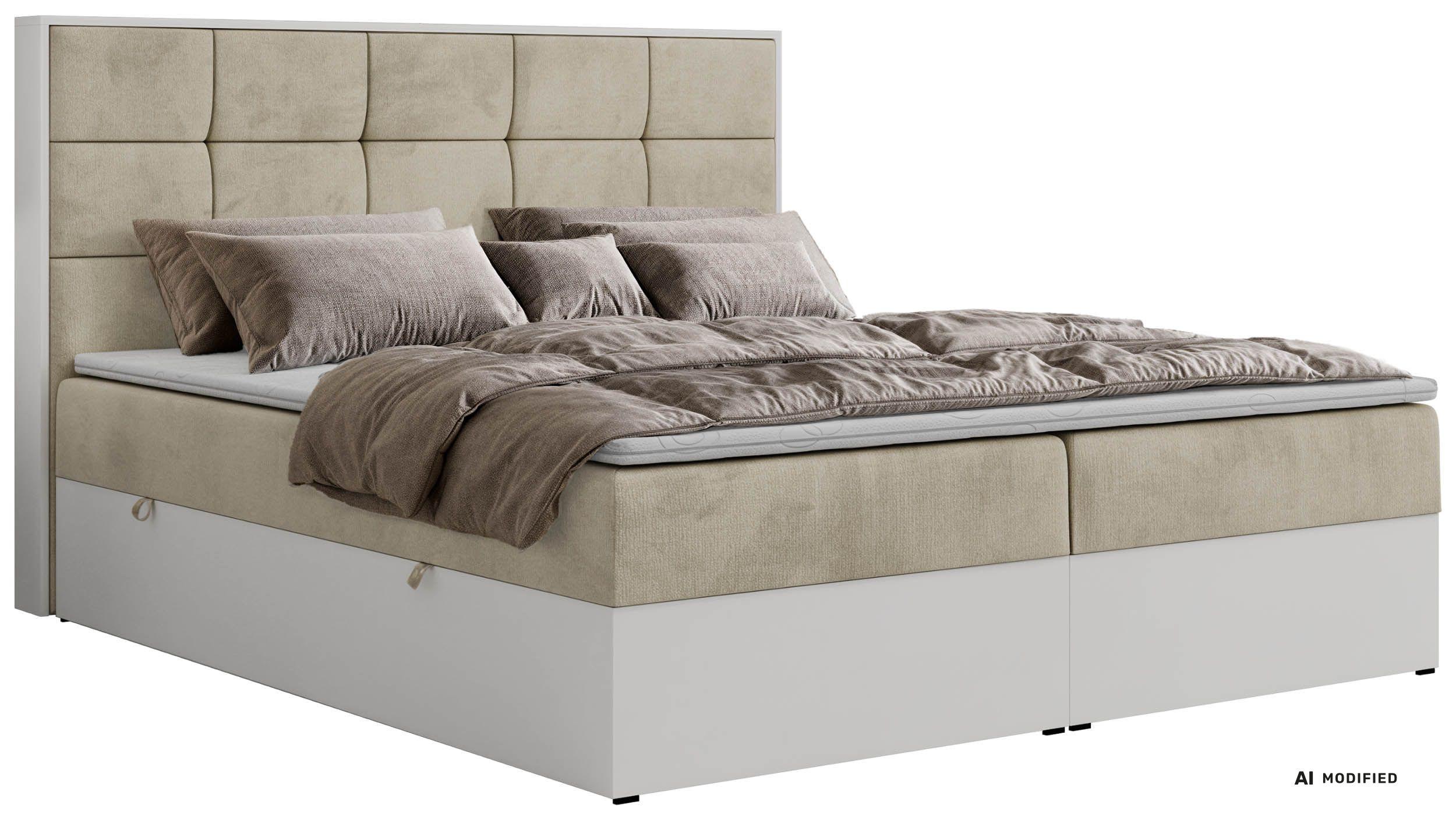 BOXBETT ALVIT 180/200 - Beige Velvet - Topper Visco - H3 - Beige/Schwarz, Kunststoff/Textil (180/200cm) - MKS