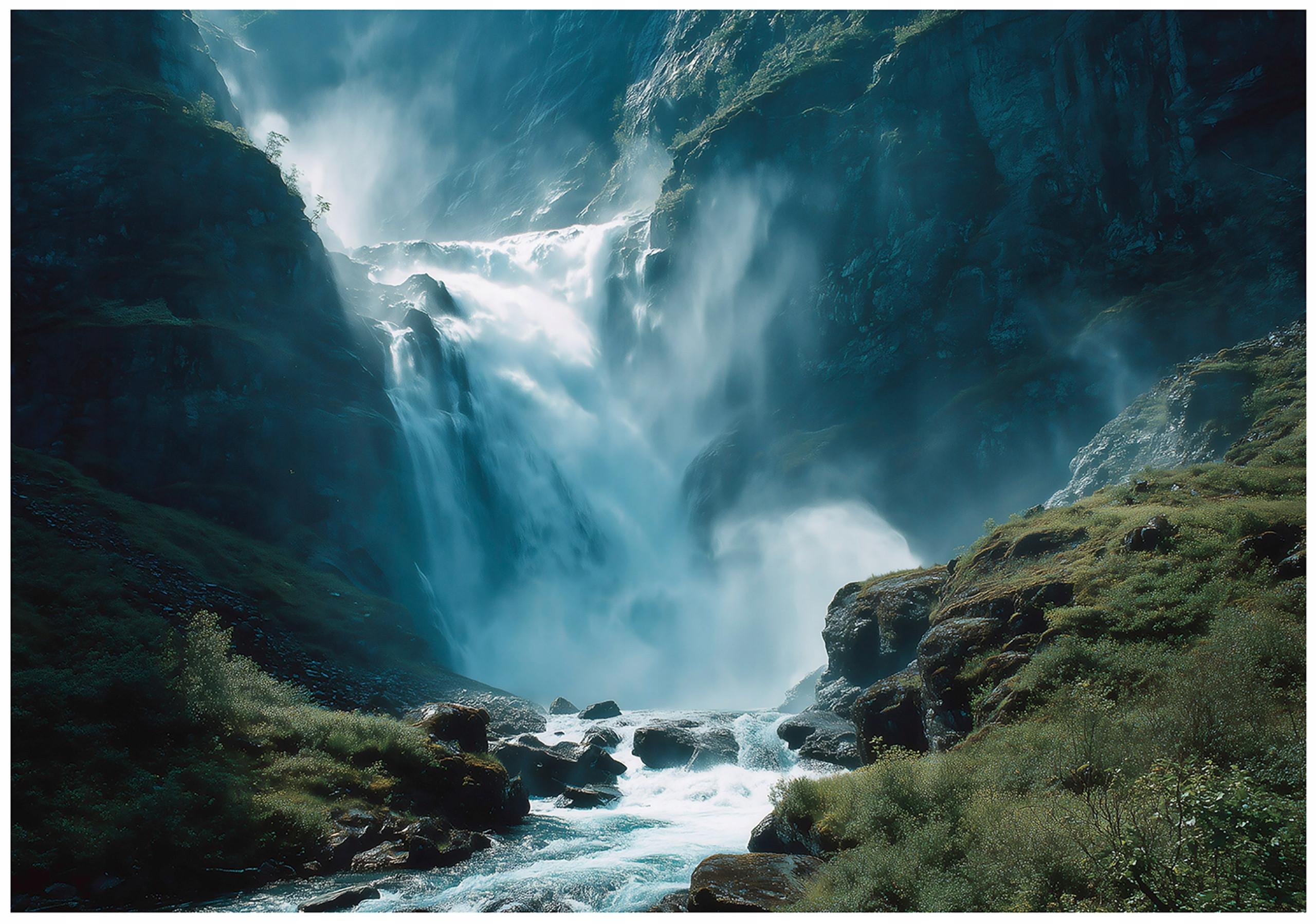 FOTOTAPETE Wasserfall Natur Grün 400x280 cm - Multicolor, Papier (400/280cm) - Wallarena