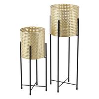 PFLANZENSTÄNDER-SET 2 TLG. Mol - Goldfarben/Schwarz, Metall (24/70/24cm) - [en.casa]