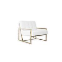 LOUNGESESSEL Duban Weiß Bouclé-Stoff - Goldfarben/Weiß, Holz/Textil (84/81/89cm) - S-Style Möbel