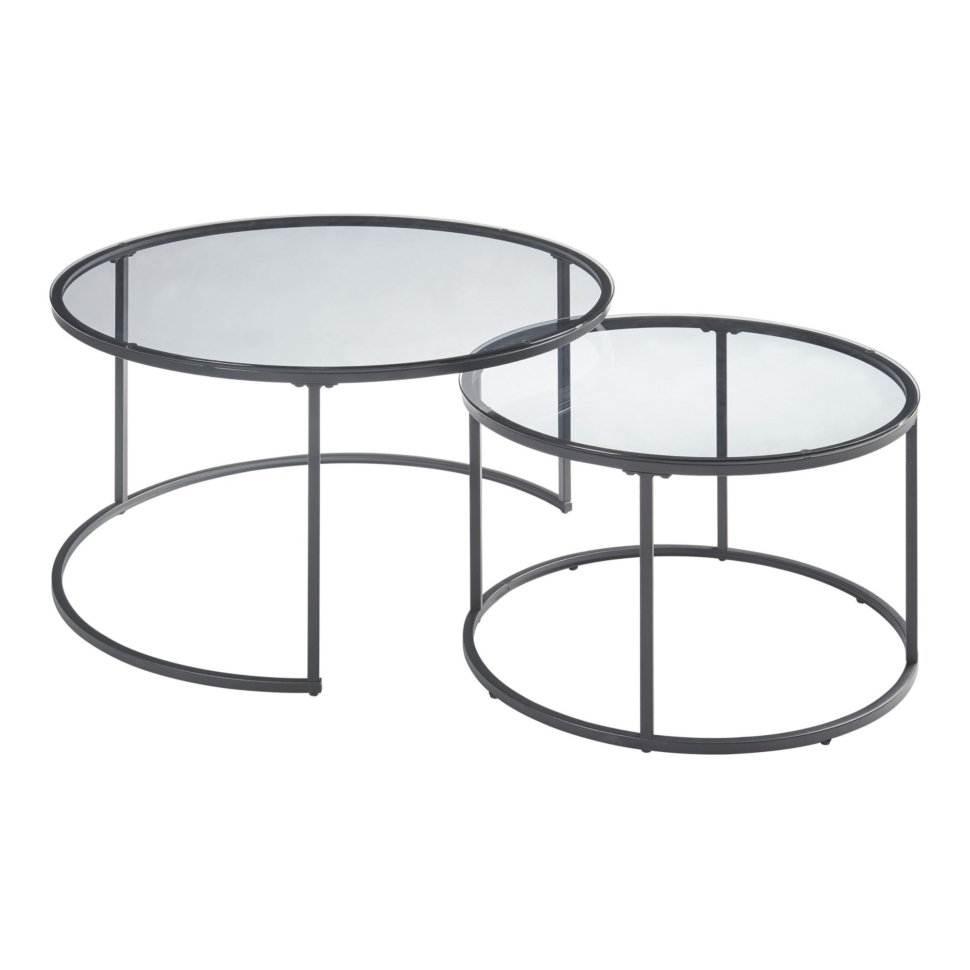 COUCHTISCH-SET 2 TLG. Kokkola - Schwarz, Metall (80/80/45cm) - [en.casa]