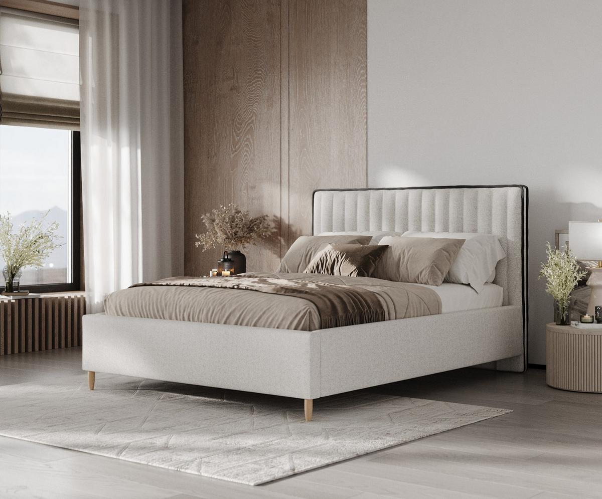 POLSTERBETT Aria 180/200 cm Hellbeige im Riva Stoff - Beige/Naturfarben, Holz/Holzwerkstoff (180/200cm) - AltaBeds