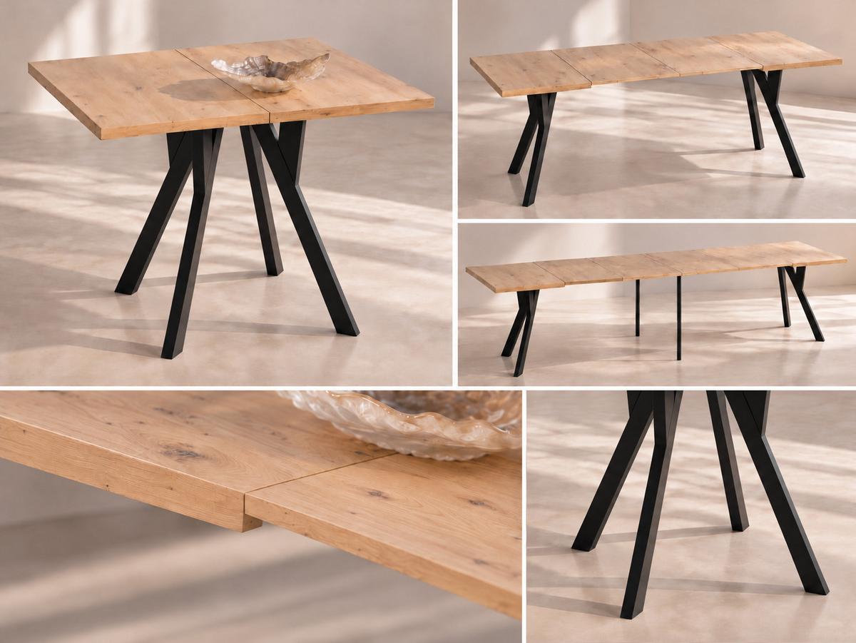 WFL GROUP TISCH Clover, Quadratisch, Ausziehbar, mit Schwarzen ...