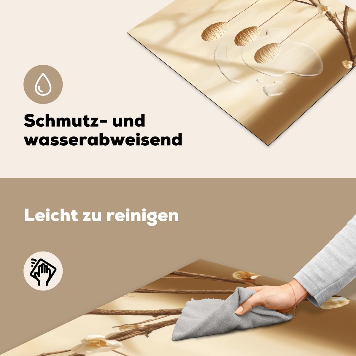 HERDABDECKPLATTE Beige - Osterkuchen - Eier Abdeckung Ceranfeld 58.3x51.3 cm - Beige, Kunststoff (58.3/51.3/0.2cm) - MuchoWow