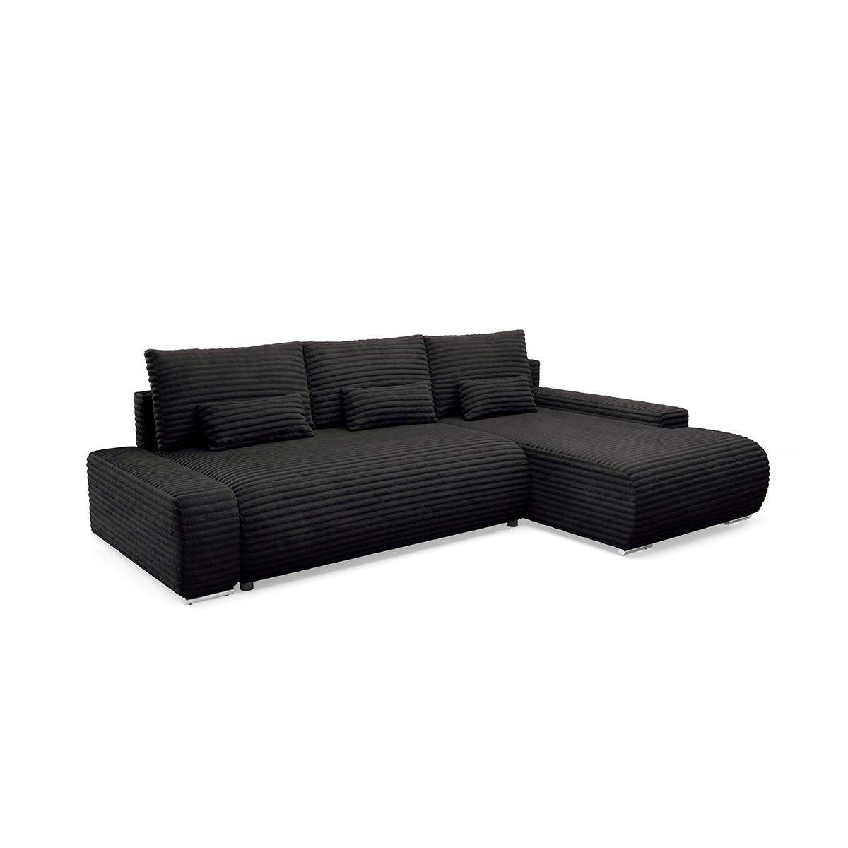 ECKSOFA Ivana 3 Sitzplätze Schwarz - Schwarz, Holz (265/172cm) - Petits-meubles