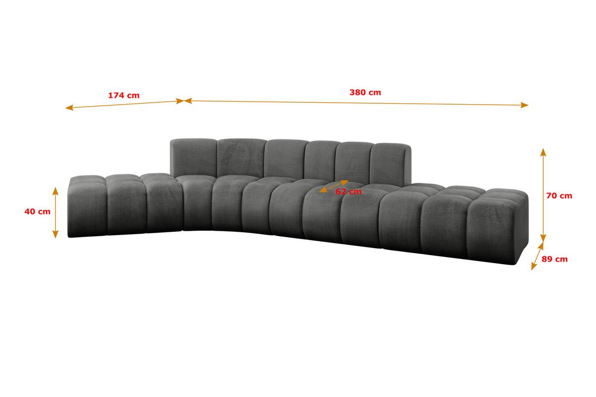 ECKSOFA modulares Sofa Solven-L1 - 380x174x70 cm Dunkelgrau - Dunkelgrau, Holzwerkstoff/Textil (380/174cm) - ALTDECOR