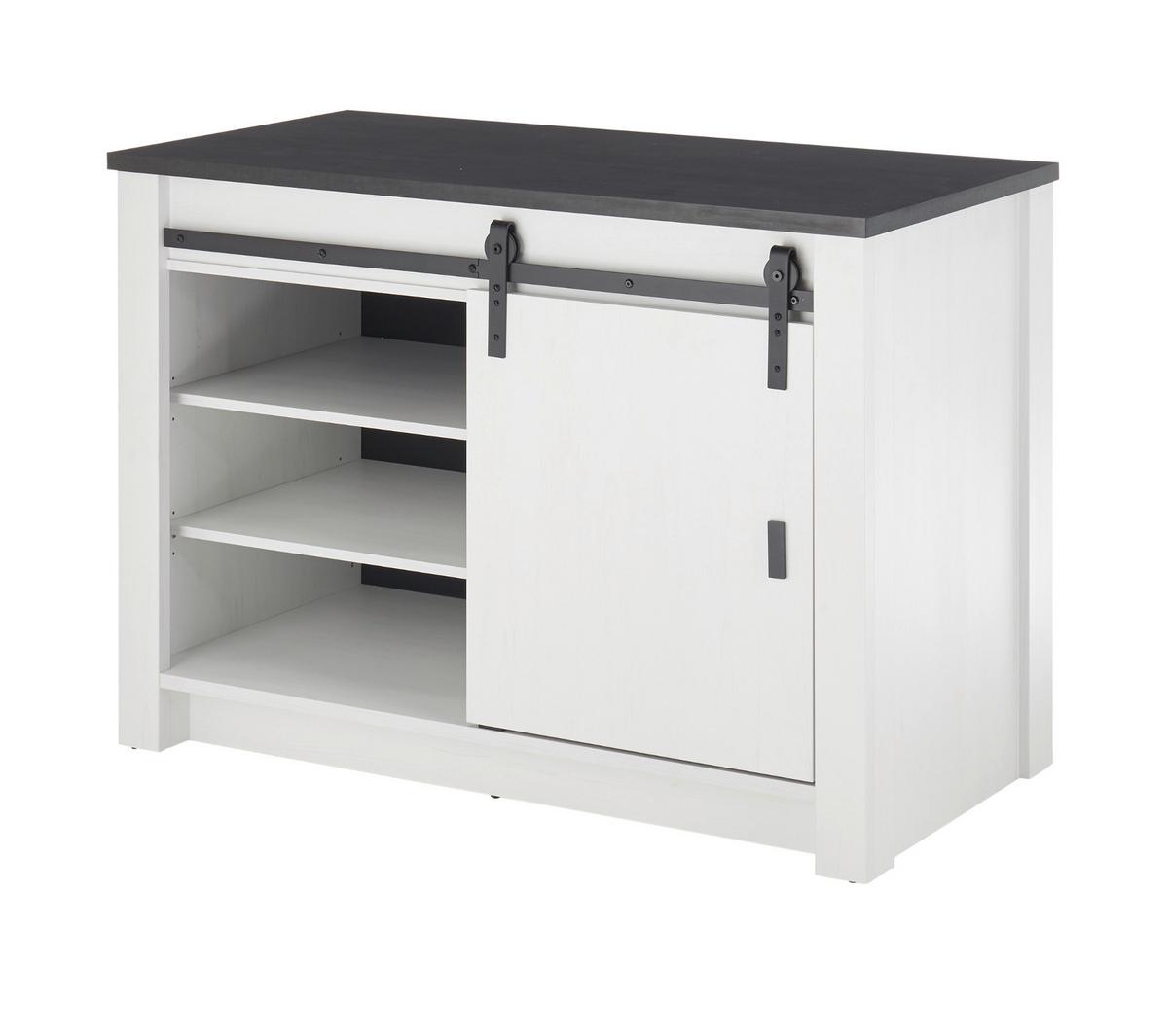 KÜCHENSCHRANK weiß Pinie, anthrazit Landhaus, Küche Unterschrank für Spüle oder Kochfeld - Anthrazit/Schwarz, Holzwerkstoff/Metall (133/93/64cm) - Furn.Design