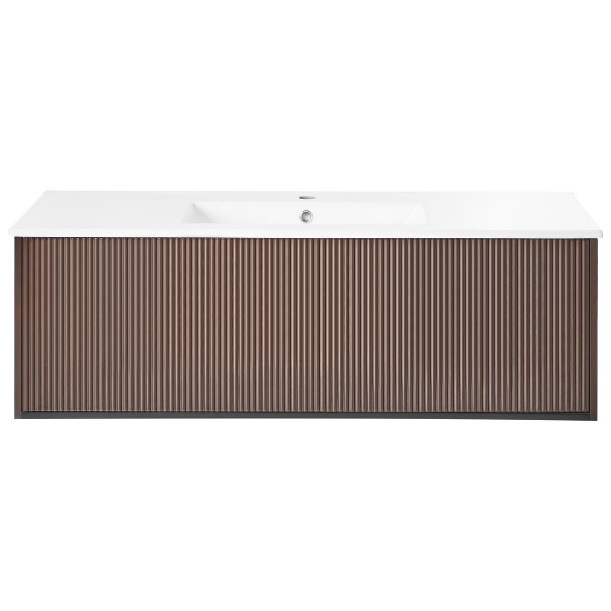 WASCHBECKENUNTERSCHRANK wandmontiertk mit Waschbecken Braun Madidi - Braun, Holzwerkstoff (120/38/45cm) - Beliani