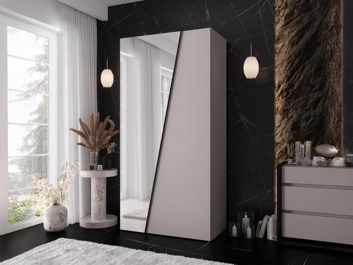 DREHTÜRENSCHRANK Zen 1L 100 cm - Kaschmir/Schwarz, Holzwerkstoff/Kunststoff (100/202/50cm) - MIRJAN24