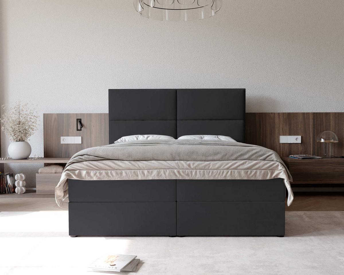 BOXBETT 120x200 cm mit Topper - Dunkelgrau, Holzwerkstoff/Textil (160/200cm) - Idohome