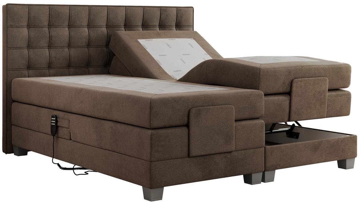 BOXBETT ELEKTRO 140/200 Braun Velvet - H4 - Braun, Holz/Textil (140/200cm) - MKS