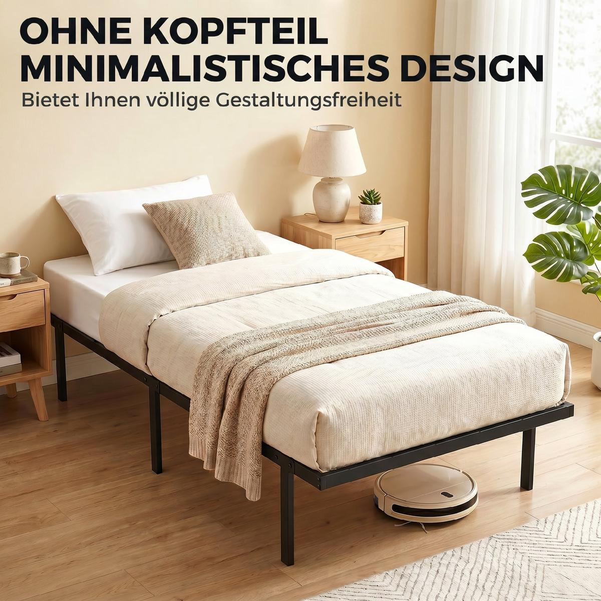 BETTGESTELL Metall Schwarz - Schwarz, Metall (90/200cm) - HOMCOM