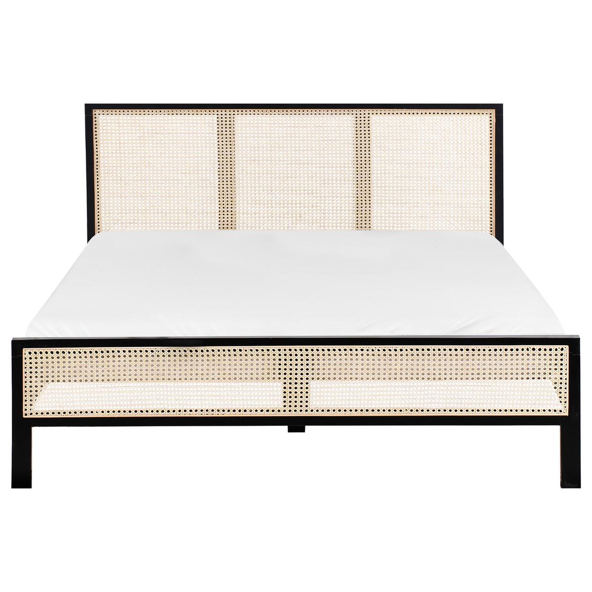 BETT mit Lattenrost 160/200 cm Hellbraun Salernas - Hellbraun/Schwarz, Holz (160/200cm) - Beliani