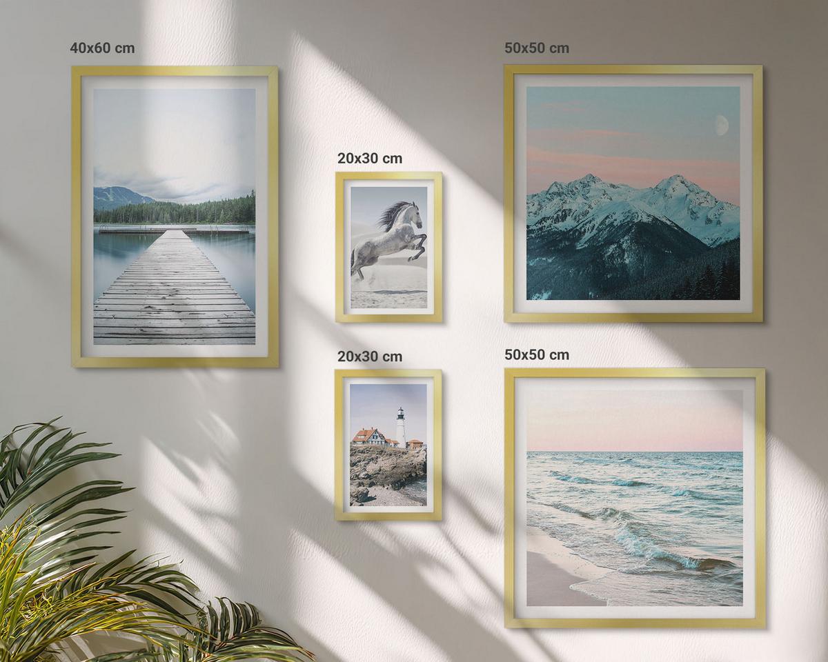 BILDER SET 5er Set - 50x50 cm & 20x30 cm & 40x60 cm Goldrahmen - Landschaften europäischer Städte - Goldfarben, Kunststoff (40/60cm) - TULUP