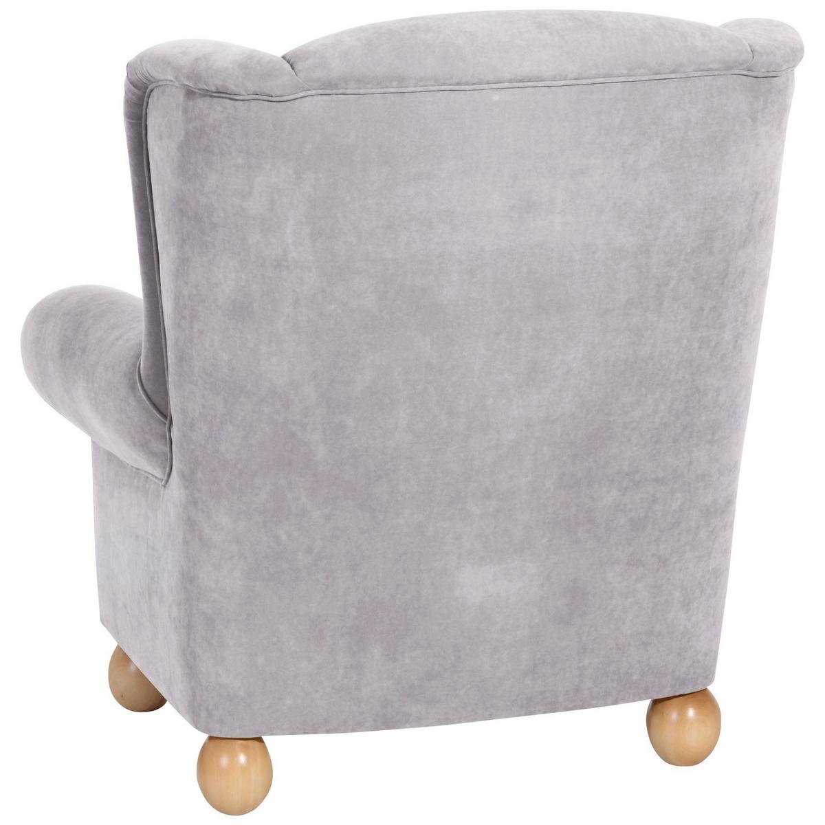 OHRENBACKENSESSEL Kasha Bezug Veloursstoff Buche natur / silber - Silberfarben/Buchefarben, Kunststoff (93/103/87cm) - 58aufmkessel