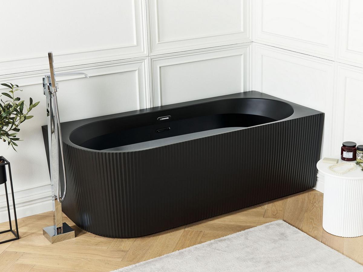 ECKBADEWANNE 80x170x60 cm schwarz Gocta - Schwarz, Kunststoff (80/60/170cm) - Beliani