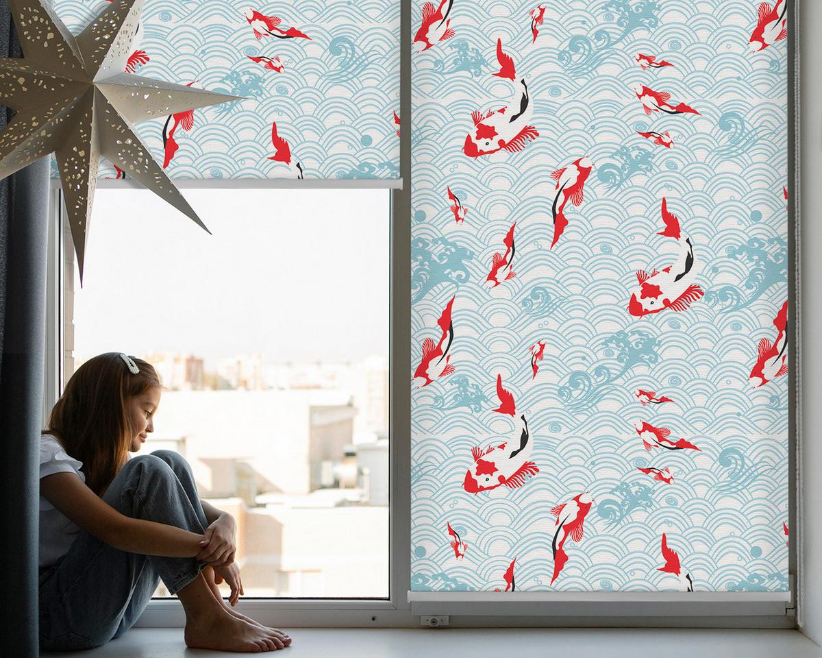 INNENROLLO - Fensterrollo - Rollo - 100x180 cm - Fische im Wasser - Rot, Kunststoff (100/180/0.5cm) - TULUP