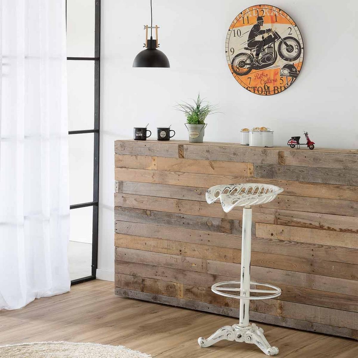 HOCKER aus Metall und Holz, weiß, 44x34x80cm - Weiß, Metall (44/80/34cm) - Wanderlust