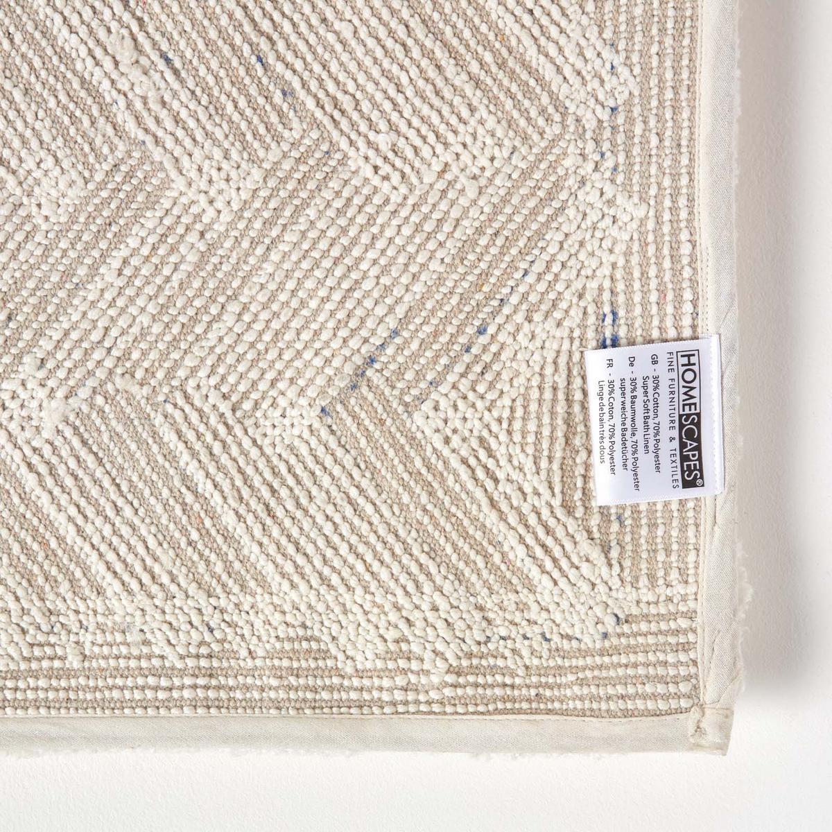 BADEMATTE 50/80 cm Chevron, Hochflor - Weiß, Textil (50/80cm) - Homescapes