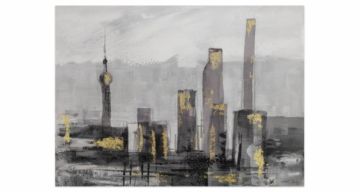 ACRYLBILD HANDGEMALT 100/70 cm - Schwarz/Grau, Holz/Textil (100/70cm) - KUNSTLOFT