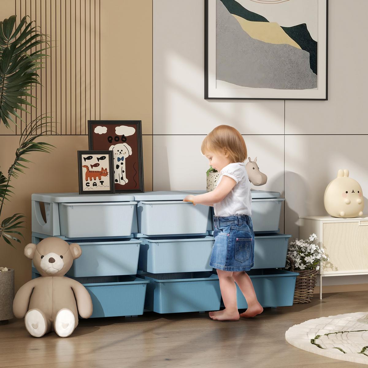 SPIELZEUGKISTE Kunststoff Blau - Blau, Kunststoff (37/56.5/113cm) - HOMCOM