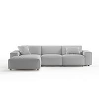 ECKSOFA RANI Hellgrau Cord - Hellgrau/Schwarz, Kunststoff/Textil (299/189cm) - KAWOLA