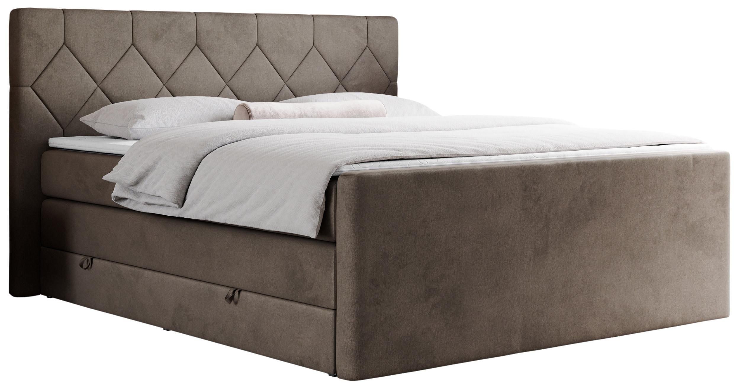 BOXSPRINGBETT KING EIGAR 200/200 Braun Velvet - H3 - Braun, Holz/Textil (200/200cm) - MKS