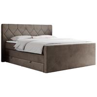 BOXSPRINGBETT KING EIGAR 200/200 Braun Velvet - H3 - Braun, Holz/Textil (200/200cm) - MKS