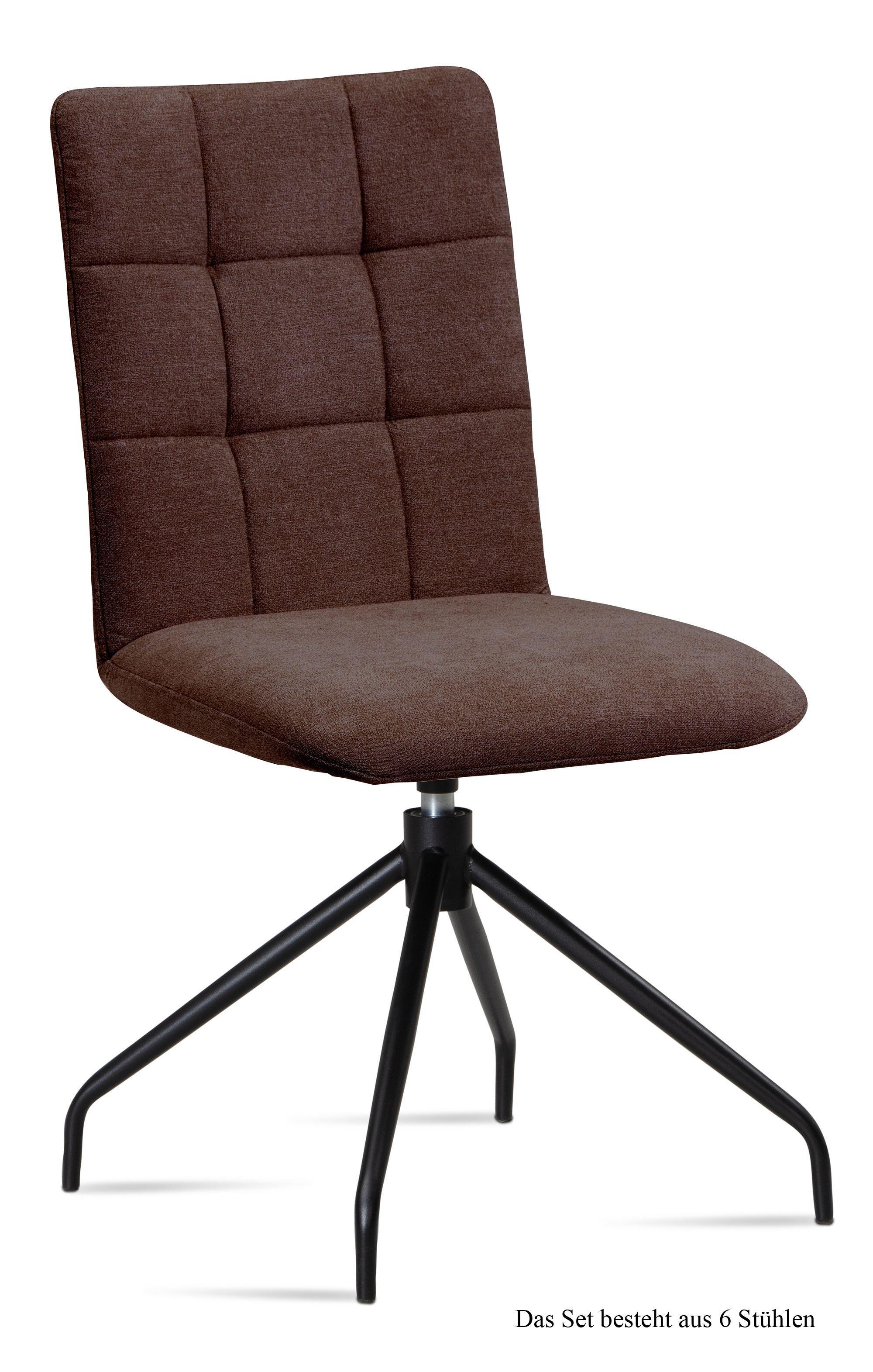 ESSZIMMERSTUHL drehbar (6er-Set) Dolley 47x91x60 Schwarz/Braun - Schwarz/Braun, Kunststoff (60/91/47cm) - 58aufmkessel
