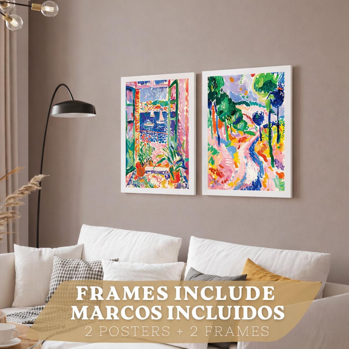 POSTER 4er Bilder-Set Wandbilder Landschaft Maritim modern Wohnzimmer Deko, Schlafzimmer, Küche, Badezimmer Weißer Rahmen A3 - Weiß, Papier (29.7/1/42cm) - Nacnic