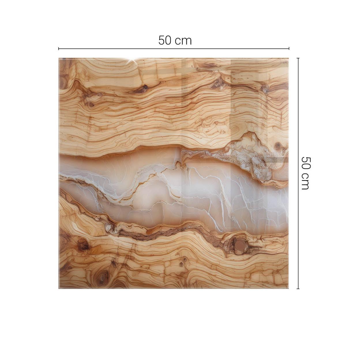TISCHPLATTE 50x50 cm Naturholz mit Harz - Hellbraun, Glas (0.4/50/50cm) - TULUP