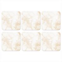 GLASUNTERSETZER 6er-Set Marmor - Weiß - Gold - Luxus 10x10 cm - Creme, Naturmaterialien (10/0.2cm) - MuchoWow