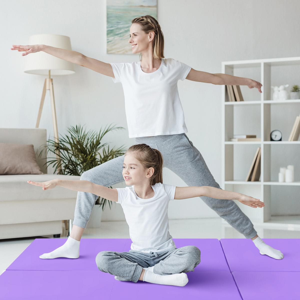ÜBUNGSMATTE Violett - Lila, Leder (180/60cm) - COSTWAY