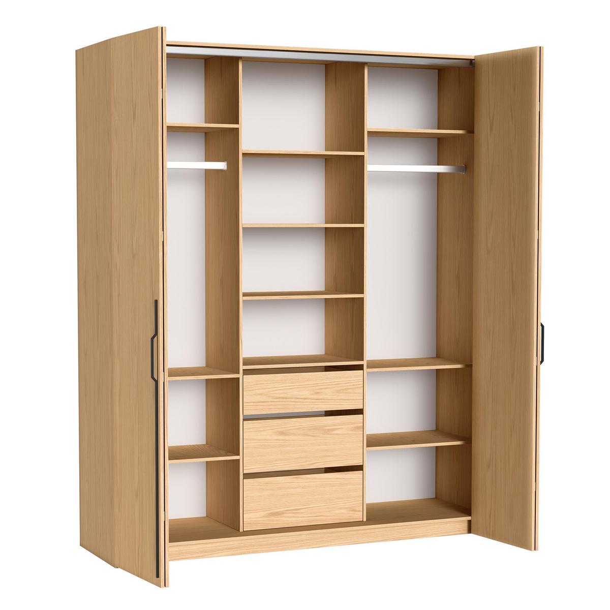 FALTTÜRENSCHRANK Omodeo 200 cm breit in Bookmatch-Eiche – mit WingLine-Falttüren - Eichefarben, Holzwerkstoff (200/240/58cm) - AX Living