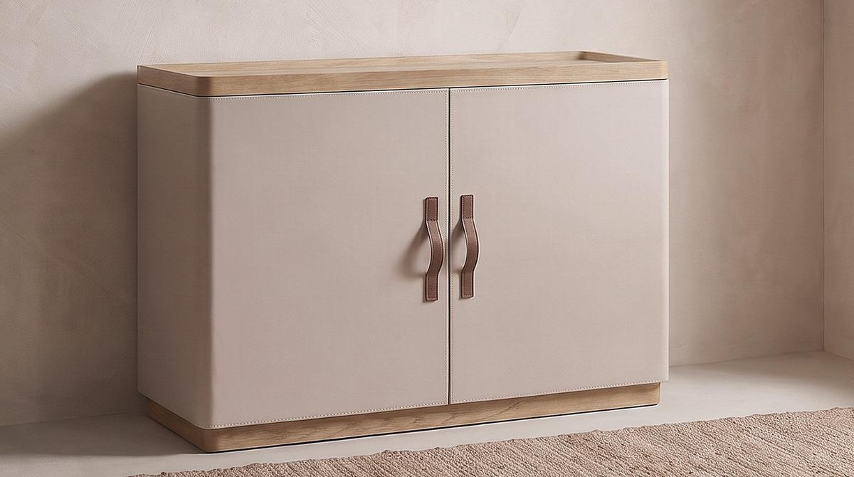 SIDEBOARD FLORIANA Weiß Eiche - Creme, Textil (180/200cm) - KAWOLA