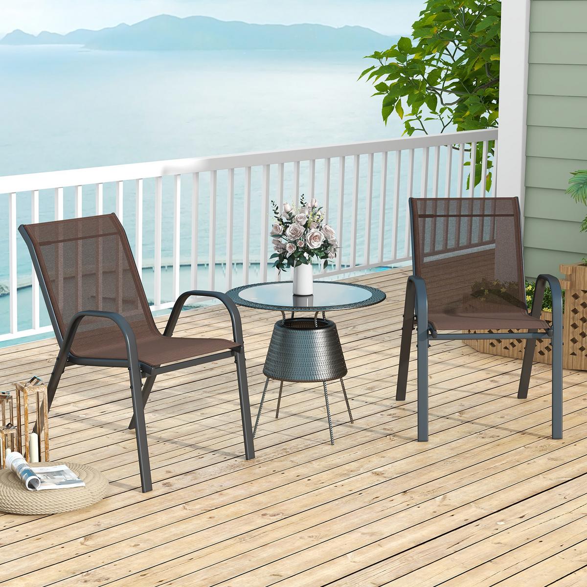 GARTENSTÜHLE Braun(2er-Set) - Braun, Metall (70/84/56cm) - COSTWAY