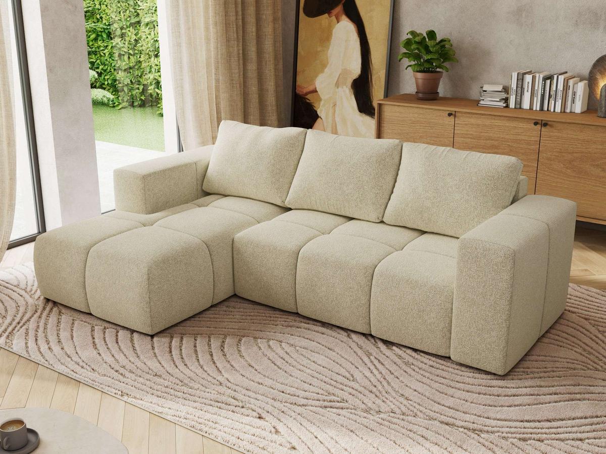 ECKSOFA MONIVA Creme Strukture - Links - Creme/Schwarz, Kunststoff/Textil (164/266cm) - MKS