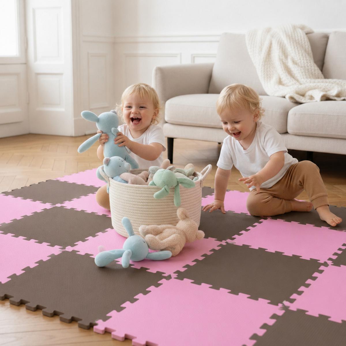 SPIELMATTE ab Null - 180/90/1 cm Puzzlematte Pink - Multicolor, Kunststoff (30/30cm) - Littletom