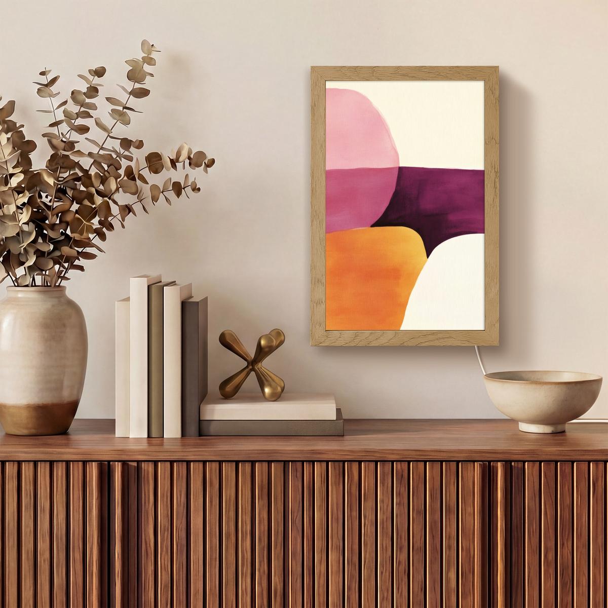 WANDLEUCHTE Formen - Abstrakt - Farbenfroh 20x30 cm - Rosa, Holzwerkstoff (20/30/8cm) - OnlyWow
