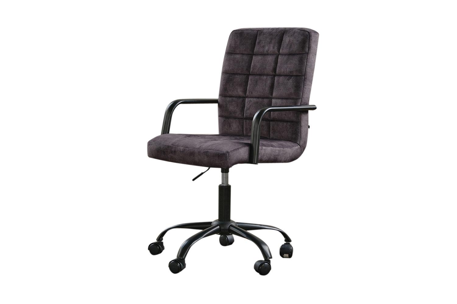 BÜROSTUHL MERLE Grau Velvet - Anthrazit/Schwarz, Textil (52/86/52cm) - KAWOLA