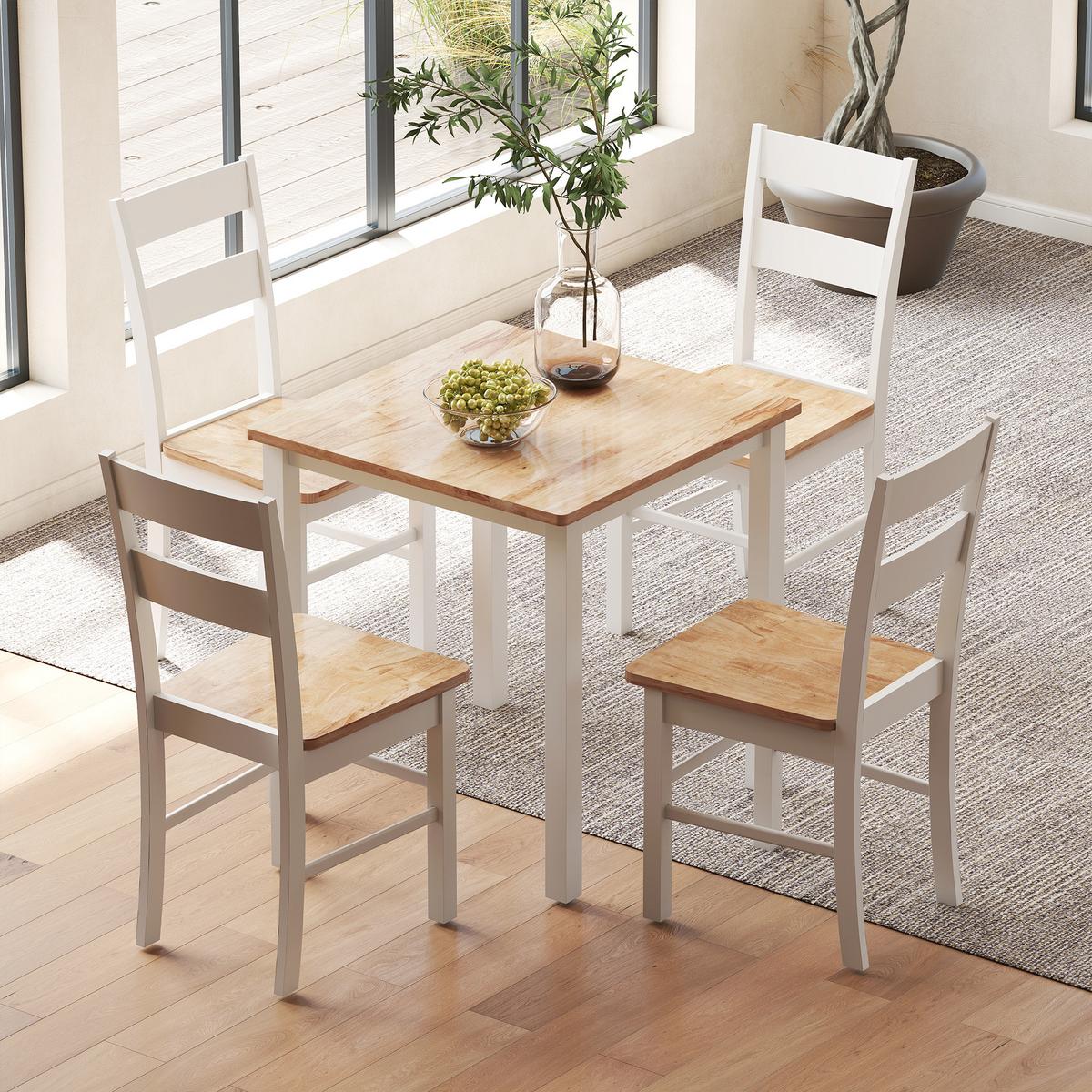 ESSTISCH 69 x 69 cm Esszimmerstühle 2er Set Küchentisch für 2-4 Personen Eiche - Eichefarben/Weiß, Holz (69/75/69cm) - HOMCOM