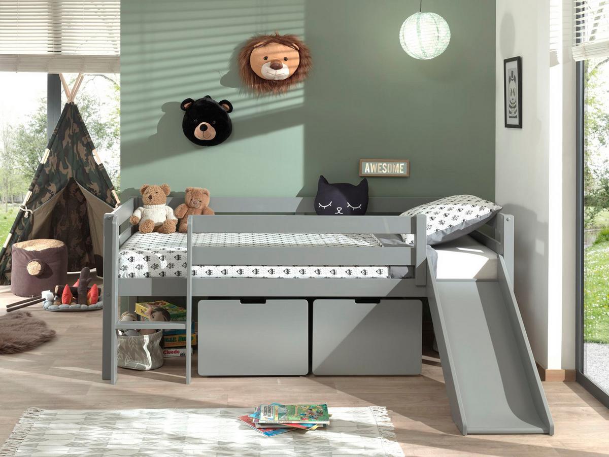 KOJENBETT mit Rutsche Karolina 208x83x175 aus Massivholz in Grau - Grau, Holz (90/200cm) - 58aufmkessel