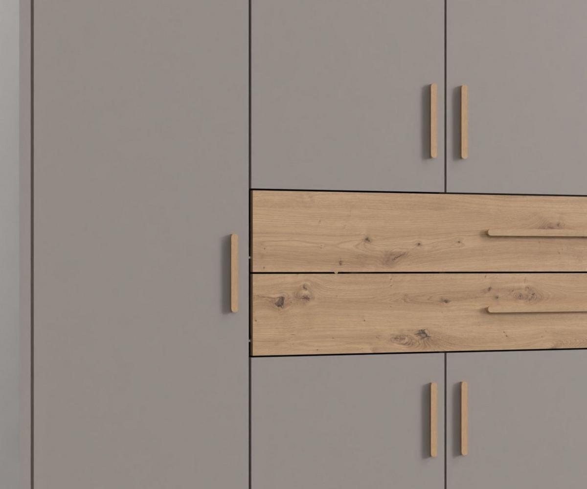 DREHTÜRENSCHRANK B273/H210/T58 cm Sandgrau, Kleiderschrank mit 2 großen Schubkästen & Griffen in Eiche Artisan Dekor / 22644 - Sandfarben/Eiche Artisan, Holzwerkstoff/Kunststoff (273/210/58cm) - luma-home